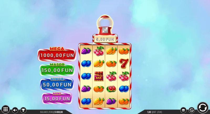 Sweet Candy Cash Stash - screen ng laro na may mga column at control button